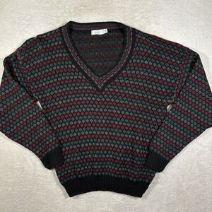 Vintage Sears Mens Store Large Oversized Aztec Tribal Grandpa Sweater USA Casual